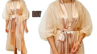 How to make an Open Front Kimono/Abaya | easy beginner sewing tutorial Cutting and Stitching