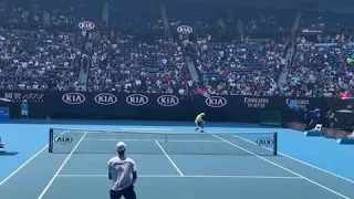 Matteo Berrettini rips a forehand winner down the line against Novak Djokovic! AO practise (2020)