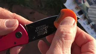 Close up knife sharpening with a Sharpens Best Sharpener