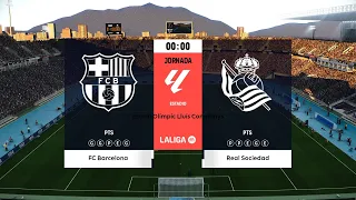 Barcelona vs Real Sociedad | Estadi Olímpic Lluís Companys | 2023-24 La Liga | PES 2021