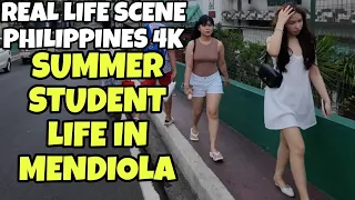 HAPPY SUMMER STUDENT LIFE IN  MENDIOLA AGUILA STREET MANILA WALKING TOUR IN PHILIPPINES 4K