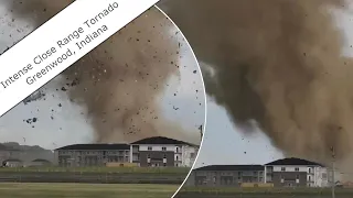 Dramatic Intense Close Range Damaging Tornado - Greenwood, Indiana