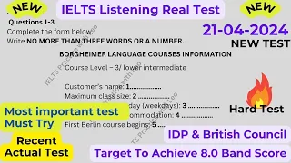 IELTS Listening Practice with Recent Actual IELTS Exam with Answers [Real Exam 83] 21st April 2024