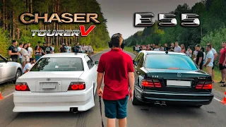 Mercedes E55 vs TourerV + Mustang vs Evo 9 vs Lexus IS 350 vs BMW 135i st1 vs BMW M5 vs MINI 300+