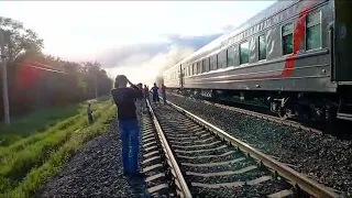 Пассажиры загоревшегося поезда Волгоград-Москва сняли пожар на видео