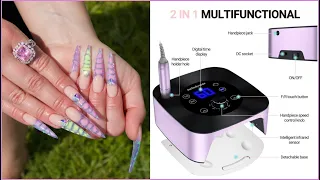 Melody Susie 2 in 1 Nail Lamp With Drill I Crocodile Print French Glitter Jelly Polygel Nail Design