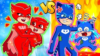 HAPPY x UNHAPPY Family | Cold Mom or Hot Dad? | Family Catboy's Life Story | PJ MASKS 2D Animation