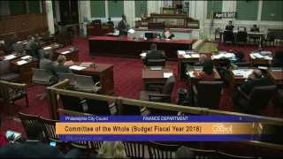 FY2018 Philadelphia City Council Budget Hearings 4-5-2017 Finance Department