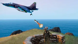 Russian Su-25 Fighter Jet Took a Direct Hit from Stinger Missile and Shot Down | MILSIM ARMA 3