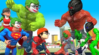 Super Hero Team Hulk Nick vs Team Zombie Alien Hulk Protect City - Scary Teacher 3D Hero Animation