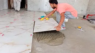 24X48 Tile Floor Installation TUTORIAL | 60x120 GRANİT FAYANS SERAMİK DÖŞEMESİ | amir ali tile fixer