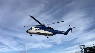 S92 Oil and Gas Helicopter Lands at Southampton Docks for onward Shipping - Nov2020