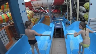 Super Fun Blue Water Slide at Aquapalace