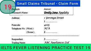 Ielts fever listening test 19 | small claims tribunal claim form