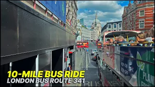 Double-decker London Bus Ride from South to North London - London Bus Route 341 🚌