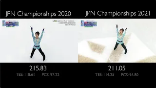 Yuzuru Hanyu FS - Heaven and Earth | JPN Championships 2020 vs 2021