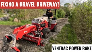 Fixing A Gravel Driveway || Ventrac Power Rake