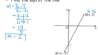 Equation of a line y=mx + c when c is unknown