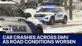 Accidents across DMV as morning snow brings slick road conditions