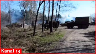 Ukrainian army advancing towards Russians’ position with large number of armored vehicles in forest
