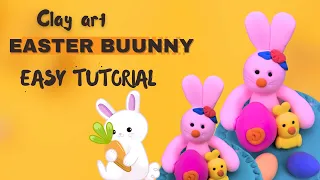 "Easter Bunny Delight: Clay Sculpture of Cuteness"