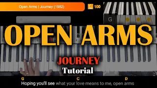 Open Arms (Journey) Tutorial on How to play Piano and Keyboard with chords & lyrics