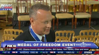 FNN: Tom Hanks Praises President Obama's Jokes at Medal of Freedom Event
