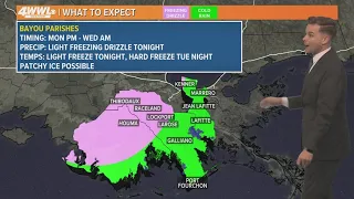 Southeast Louisiana Parish-by-Parish freezing weather forecast