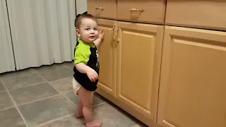 Baby does NOT appreciate the new cabinet locks! 🤣😂