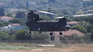 Hellenic Army Aviation Chinook CH47D heavy loaded take off.
