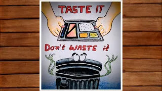 STOP FOOD WASTING Drawing Very Easy | How to draw Stop Food Wasting Poster | Stop Food Wasting