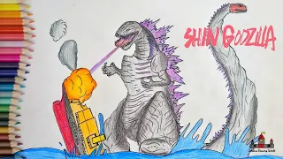 Draw Shin Godzilla Atomic Breath | step by step drawing and colouring