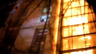 Fire in the Building of Trade Unions at Euromaidan in Kyiv Ukraine