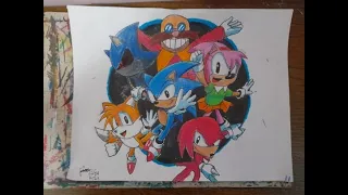 Drawing Sonic Origins title screen (my art style)/ Desenho Sonic Origins tela de título (meu estilo)