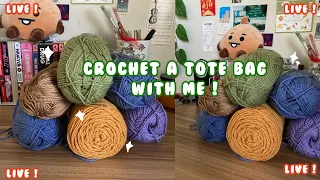 🌛Crochet with me stream ☀️! 🍄 Making a tote bag ~