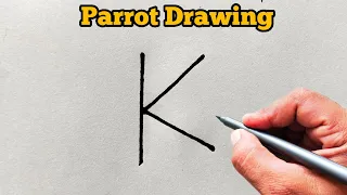 How to draw parrot from letter K | Easy parrot drawing for beginners | Letter Drawing