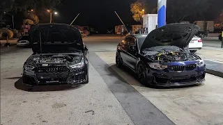 2016 BMW M3 Upgraded Single Turbo Kit E85 vs 2018 Audi RS3 Upgraded Turbo E85