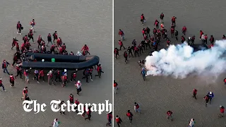 French police use tear gas to stop some migrants getting their boats to the Channel