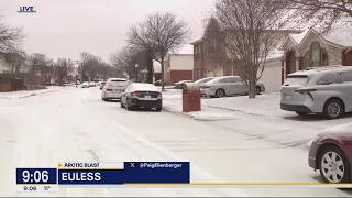 Tarrant County streets covered in a layer of snow