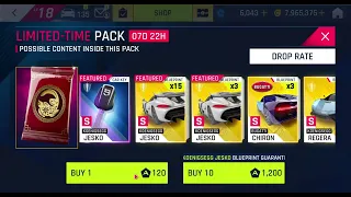 Asphalt 9 : 🤑🤑🤑🤑 Spending ALL MY Tokens on Koenigsegg Jesko Key Packs - Single Packs