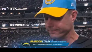 Brandon Staley Interview After Being Down 42-0@ Halftime 🤐 Chargers vs Raiders 2023 Highlights