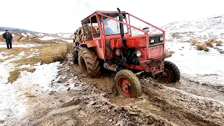 UTB 650 forestry tractor-Traction on frozen ground- Proba de tracțiune pe teren înghețat ❄⚙💨⚙🚜