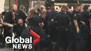 Chaos erupts, arrests made as homeless encampment removed from Vancouver's Downtown Eastside