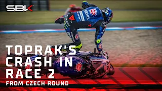 Razgatlioglu CRASHES out of lead in Race 2 💥 |  #CZEWorldSBK 🇨🇿