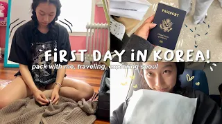 traveling to korea vlog! // pack with me, 14 hour flight, first day in seoul [korea diaries 01]