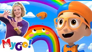 Blippi Learns Rainbow Colors + MORE! | Blippi Wonders | MyGo! Sign Language For Kids | ASL