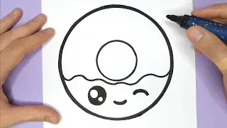 HOW TO DRAW A CUTE DONUT EASILY - HAPPY DRAWINGS ♥ - By Rizzo Chris