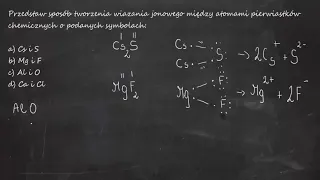 Przedstaw sposób tworzenia wiązania jonowego miedzy atomami pierwiastków chemicznych o :a) Cs i S