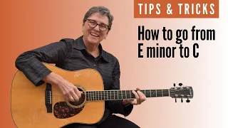 Learn how to go from E minor to C chord on guitar | Beginner guitar lesson