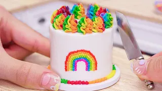 Satisfying Miniature Rainbow Buttercream Cake Recipe #2 - Easy Decorating Ideas of Mini Bakery